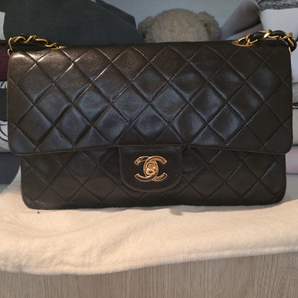 Vintage Chanel Quilted Lambskin Double Flap Shoulder Bag Small - Picture 1 of 16